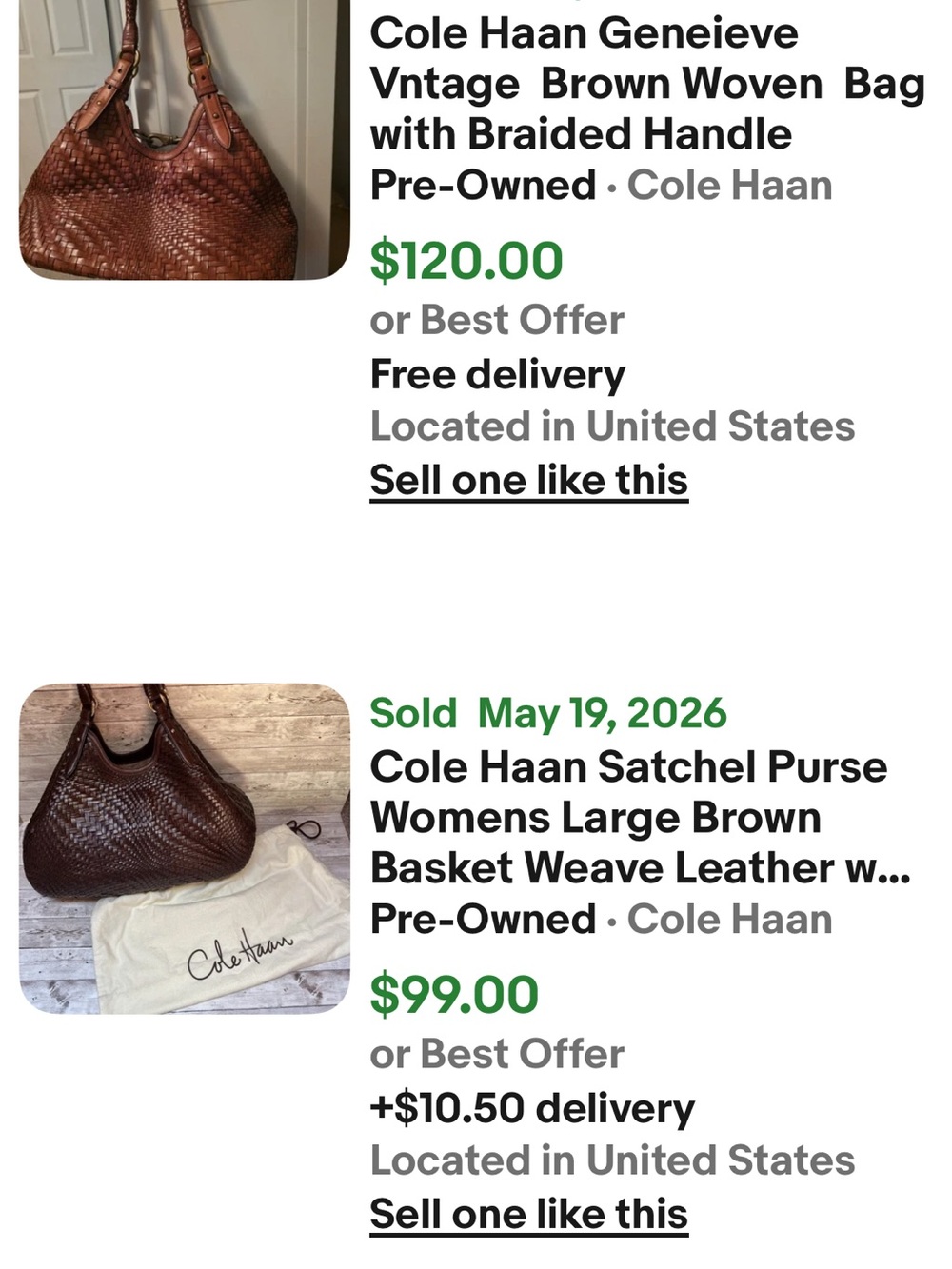 Cole Haan Woven Leather Shoulder Bag - Dark Brown - Picture 11 of 11